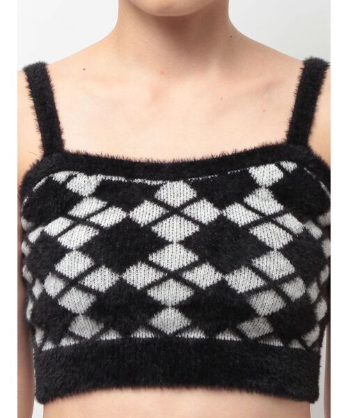 GYDA(ジェイダ)の「Argyll patternミニシャギーニットキャミ(キャミソール・レディース・ブラック/オフホワイト・FREE)」の14枚目の写真