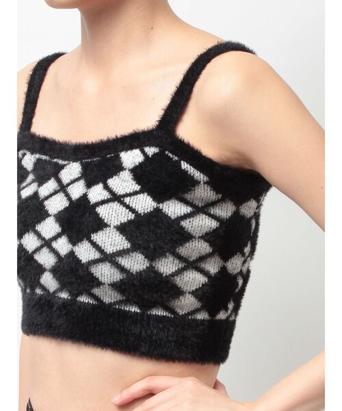 GYDA(ジェイダ)の「Argyll patternミニシャギーニットキャミ(キャミソール・レディース・ブラック/オフホワイト・FREE)」の15枚目の写真