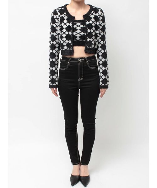 GYDA(ジェイダ)の「Argyll patternミニシャギーニットキャミ(キャミソール・レディース・ブラック/オフホワイト・FREE)」の18枚目の写真