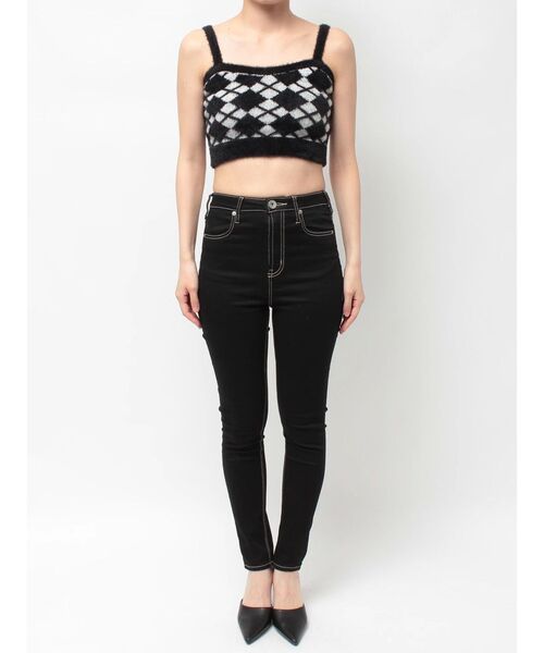 GYDA(ジェイダ)の「Argyll patternミニシャギーニットキャミ(キャミソール・レディース・ブラック/オフホワイト・FREE)」の19枚目の写真