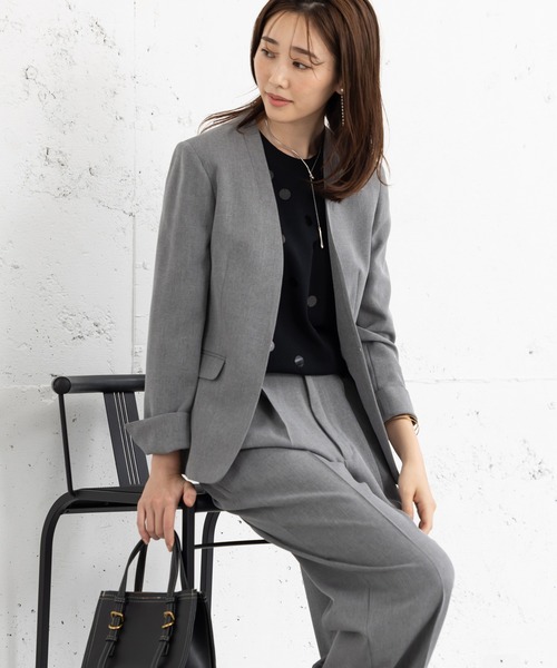 セール】【洗えて動けるスーツ】カラーレスジャケット＆ワイドパンツ
