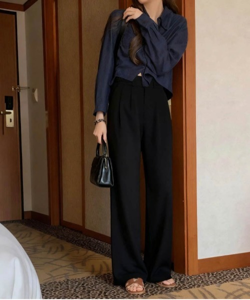 [お値下げ可能]むむページ セール】タック入りワイドストレートスラックス（スラックス）｜La