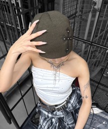 Never mind the XU（ネバーマインドザエックスユー）の「【Never mind the XU】cross beanie   【ネバーマインド ザ エックスユー】クロスビーニー（ニットキャップ/ビーニー）」
