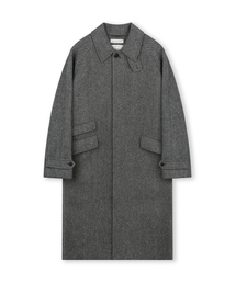 OVERSIZED HERRINGBONE ALPACA BALMACAAN COAT GREY HERRINGBONE