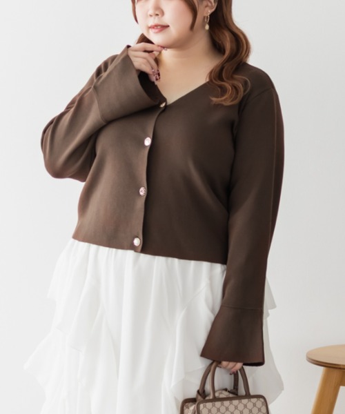 CLETTE(クレット)の「CLETTEオリジナルマルチボタンニットカーディガン(カーディガン/ボレロ・レディース・ピンク/ブラウン/ネイビー・LL/3L/4L)」の21枚目の写真