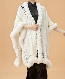 ニット」に該当するポンチョ（ホワイト/白色系）ファッション通販