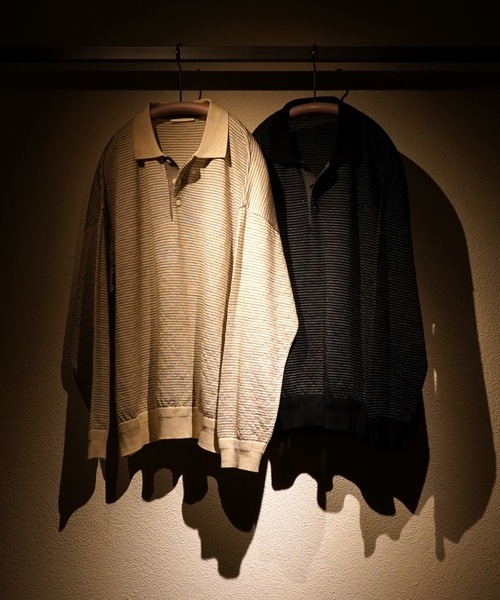TROVE（トローヴ）の「TROVE 2025aw / J.R KNIT POLO LONG SLEEVE（ニット/セーター・メンズ・ベージュ/チャコール・3/1）」の3枚目の写真