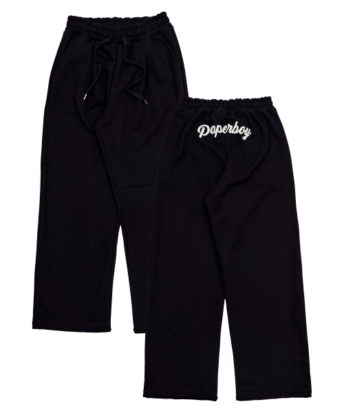 PAPERBOY(ペーパーボーイ)の「バックチェーンピンタックワイドパンツ-ブラック(スウェットパンツ・レディース・その他・MEDIUM)」の1枚目の写真