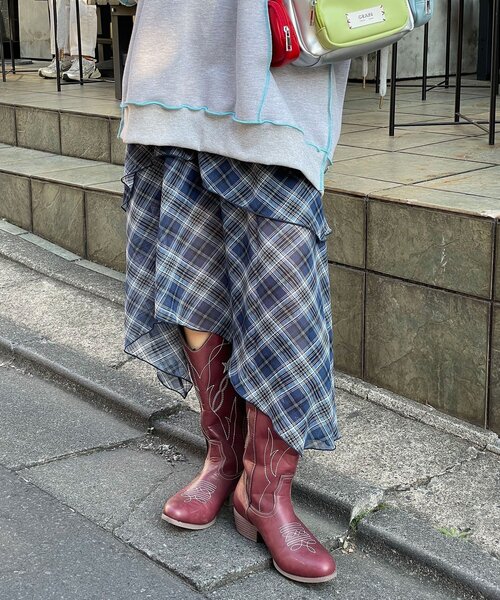 CIAOPANIC（チャオパニック）の「イレヘムアソート柄ミドルスカート（スカート・レディース・ホワイト/ブルー・ONE SIZE）」の12枚目の写真