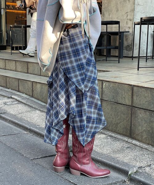 CIAOPANIC（チャオパニック）の「イレヘムアソート柄ミドルスカート（スカート・レディース・ホワイト/ブルー・ONE SIZE）」の14枚目の写真