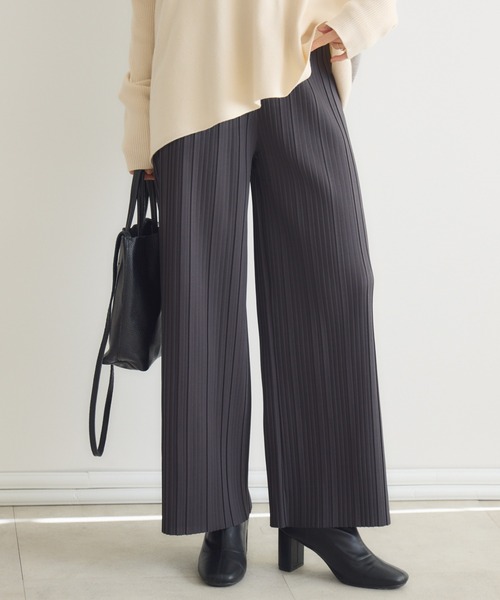 Pillini（ピリーニ）の「カットツイル裏起毛プリーツパンツ（その他パンツ・レディース・ブラック/チャコールグレー/ベージュ・MEDIUM）」の2枚目の写真