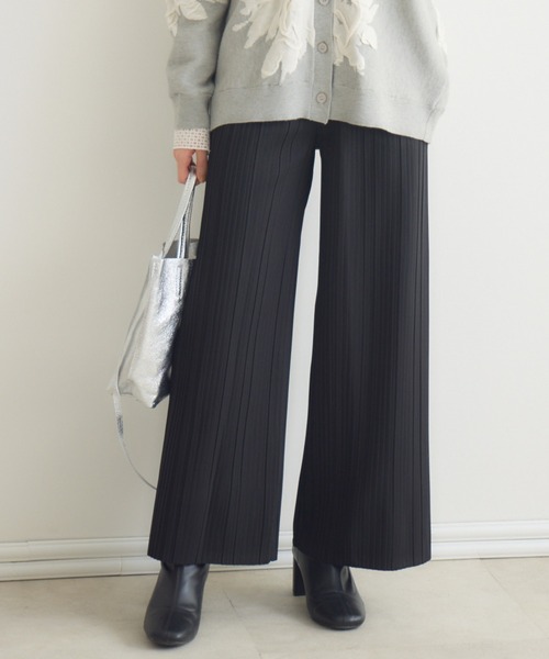 Pillini（ピリーニ）の「カットツイル裏起毛プリーツパンツ（その他パンツ・レディース・ブラック/チャコールグレー/ベージュ・MEDIUM）」の7枚目の写真