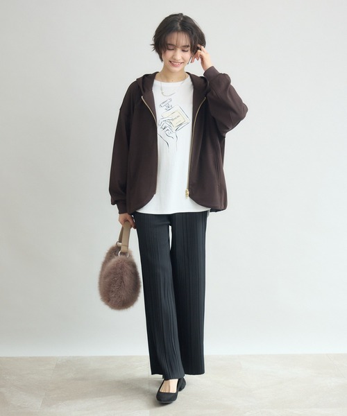 Pillini（ピリーニ）の「カットツイル裏起毛プリーツパンツ（その他パンツ・レディース・ブラック/チャコールグレー/ベージュ・MEDIUM）」の11枚目の写真