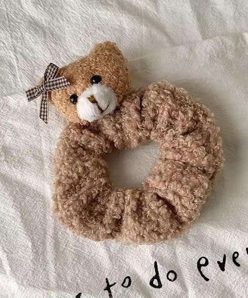 セール】lulunoix/くま リボンもこもこシュシュ N15458（シュシュ