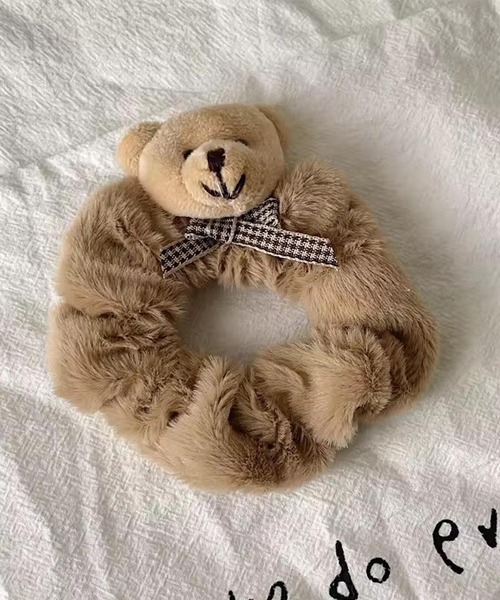 セール】lulunoix/くま リボンもこもこシュシュ N15458（シュシュ