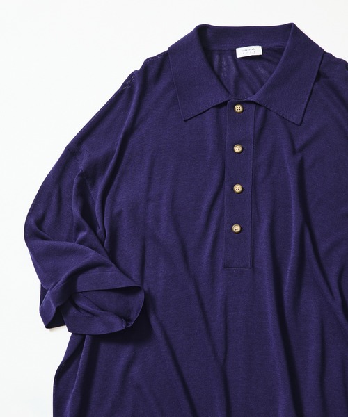 crepuscule(クレプスキュール)の「crepuscule / Short Sleeve Polo(ポロシャツ・メンズ・ブルー/ブラック・L/M/XL)」の1枚目の写真