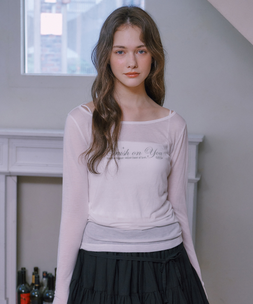 LULUCHOU(ルルシュ)の「See-through Boat Neck T-shirt - WHITE(Tシャツ/カットソー・レディース・ホワイト・FREE)」の1枚目の写真
