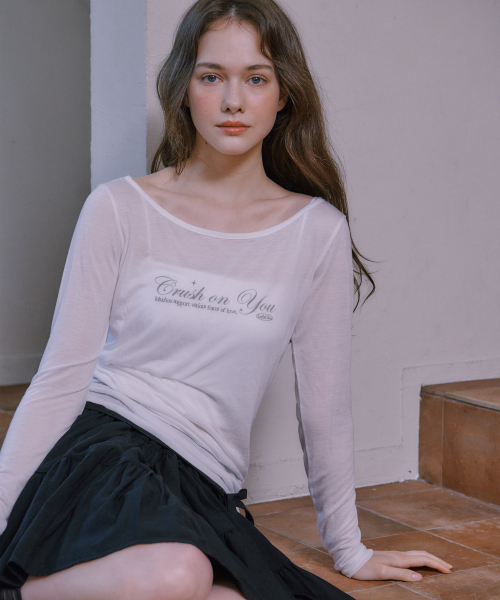 LULUCHOU(ルルシュ)の「See-through Boat Neck T-shirt - WHITE(Tシャツ/カットソー・レディース・ホワイト・FREE)」の2枚目の写真