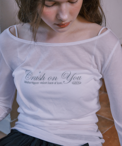 LULUCHOU(ルルシュ)の「See-through Boat Neck T-shirt - WHITE(Tシャツ/カットソー・レディース・ホワイト・FREE)」の4枚目の写真