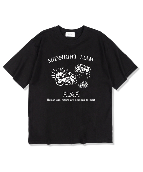MIDNIGHT12AM(ミッドナイト12エーエム)の「ウェザーマンアムロゴ半袖Tシャツブラック(Tシャツ/カットソー・メンズ・その他・LARGE/X-LARGE/XX-LARGE)」の1枚目の写真