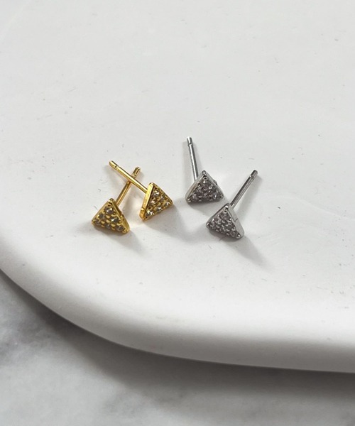 ピアス　No.4912 セール】YU-KA:トライアングルCZミニピアス triangle cz mini pierce