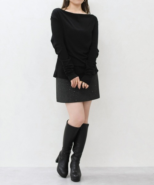 MISCH MASCH(ミッシュマッシュ)の「一部店舗限定 ドレープネック美シルエット長袖トップス(Tシャツ/カットソー・レディース・ブラック/ブラウン/ホワイト・フリ-)」の12枚目の写真