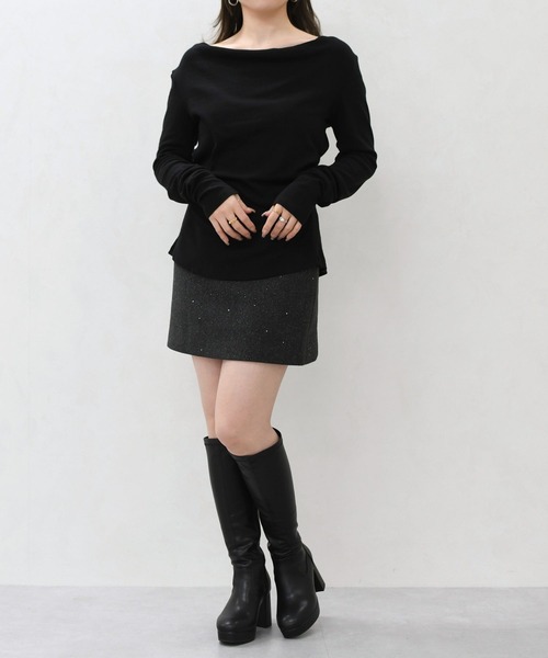 MISCH MASCH(ミッシュマッシュ)の「一部店舗限定 ドレープネック美シルエット長袖トップス(Tシャツ/カットソー・レディース・ブラック/ブラウン/ホワイト・フリ-)」の13枚目の写真