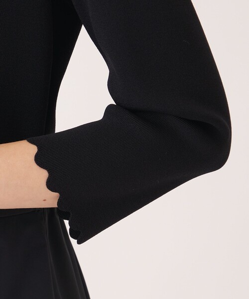 TO BE CHIC(トゥー ビー シック)の「チュールブレード ニットワンピース(ワンピース・レディース・ベージュ/ブラック・42/40)」の4枚目の写真