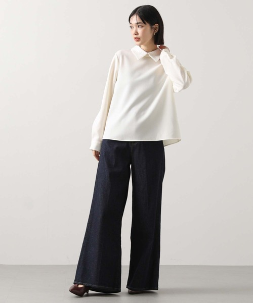 Gready Brilliant（グレディブリリアン）の「ジョーゼットレースカラーブラウス（シャツ/ブラウス・レディース・ネイビー/アイボリー・38）」の3枚目の写真