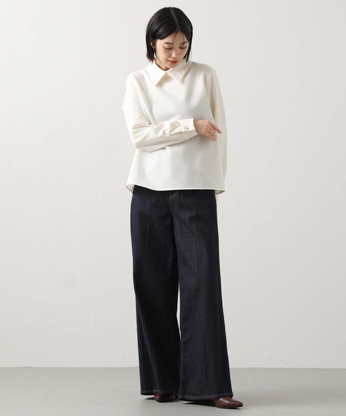 Gready Brilliant（グレディブリリアン）の「ジョーゼットレースカラーブラウス（シャツ/ブラウス・レディース・ネイビー/アイボリー・38）」の6枚目の写真