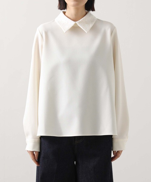 Gready Brilliant（グレディブリリアン）の「ジョーゼットレースカラーブラウス（シャツ/ブラウス・レディース・ネイビー/アイボリー・38）」の19枚目の写真