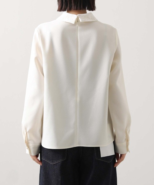 Gready Brilliant（グレディブリリアン）の「ジョーゼットレースカラーブラウス（シャツ/ブラウス・レディース・ネイビー/アイボリー・38）」の8枚目の写真