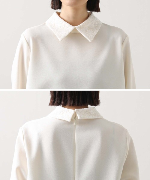 Gready Brilliant（グレディブリリアン）の「ジョーゼットレースカラーブラウス（シャツ/ブラウス・レディース・ネイビー/アイボリー・38）」の9枚目の写真