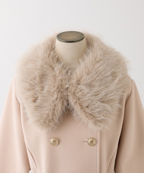 セール】フェイクファー襟プリーツミドルコート（その他アウター