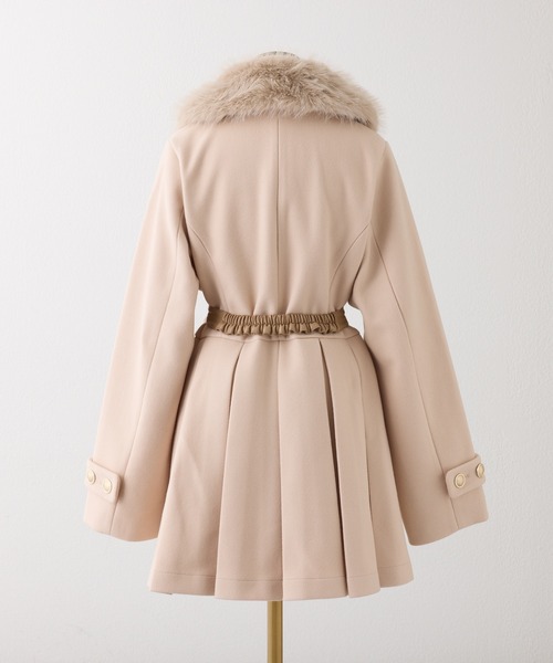 セール】フェイクファー襟プリーツミドルコート（その他アウター