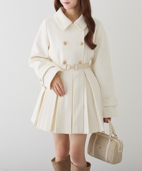 one after another NICE CLAUP（ワンアフターアナザーナイスクラップ）の「フェイクファー襟プリーツミドルコート（その他アウター・レディース・ベージュ/ブラック/アイボリー・FREE）」の14枚目の写真