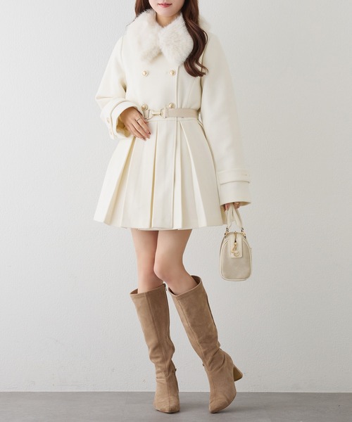 one after another NICE CLAUP（ワンアフターアナザーナイスクラップ）の「フェイクファー襟プリーツミドルコート（その他アウター・レディース・ベージュ/ブラック/アイボリー・FREE）」の17枚目の写真