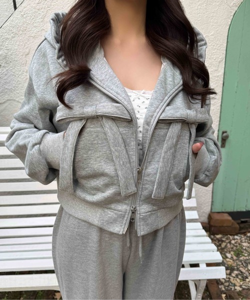 フリルフードリボンジップパーカー（パーカー）｜PHILLY（フィリー）の