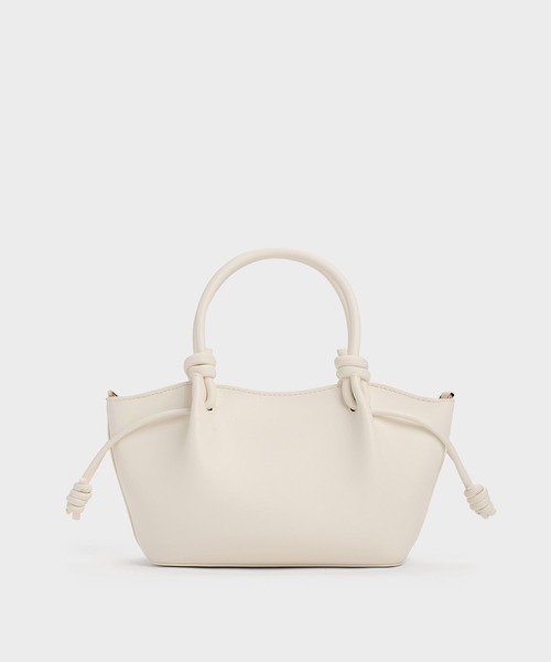 CHARLES & KEITH（チャールズ & キース）の「Sammie サミー ノットハンドル ウェービートートバッグ（トートバッグ・レディース・ピンク系その他3/クリーム/ブラック・S）」の12枚目の写真