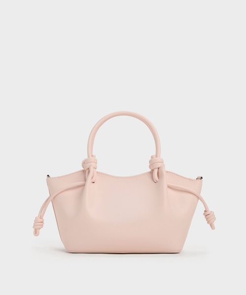 CHARLES & KEITH（チャールズ & キース）の「Sammie サミー ノットハンドル ウェービートートバッグ（トートバッグ・レディース・ピンク系その他3/クリーム/ブラック・S）」の18枚目の写真