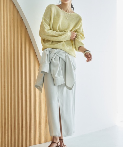 Doux archives（ドゥアルシーヴ）の「ペーパーヤーンＭＩＸニットプルオーバー（ニット/セーター・レディース・グレー/キャメル/イエロー・FREE）」の4枚目の写真