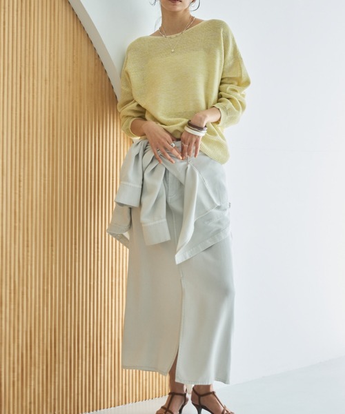 Doux archives（ドゥアルシーヴ）の「ペーパーヤーンＭＩＸニットプルオーバー（ニット/セーター・レディース・グレー/キャメル/イエロー・FREE）」の7枚目の写真