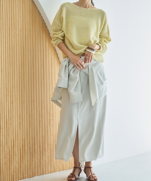 Doux archives（ドゥアルシーヴ）の「ペーパーヤーンＭＩＸニットプルオーバー（ニット/セーター・レディース・グレー/キャメル/イエロー・FREE）」の8枚目の写真