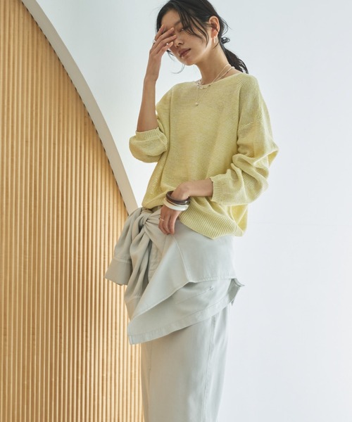 Doux archives（ドゥアルシーヴ）の「ペーパーヤーンＭＩＸニットプルオーバー（ニット/セーター・レディース・グレー/キャメル/イエロー・FREE）」の9枚目の写真