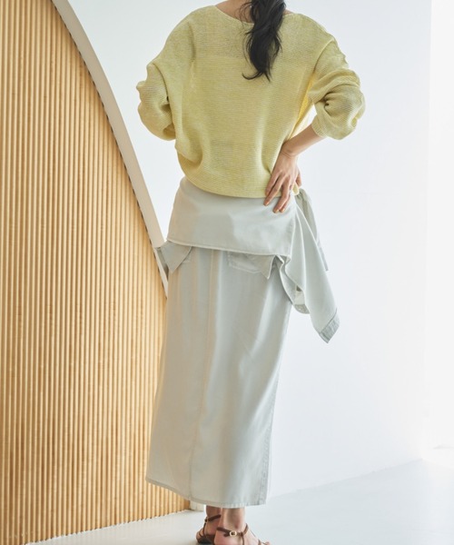 Doux archives（ドゥアルシーヴ）の「ペーパーヤーンＭＩＸニットプルオーバー（ニット/セーター・レディース・グレー/キャメル/イエロー・FREE）」の12枚目の写真