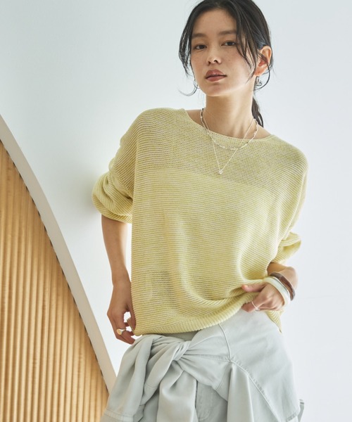 Doux archives（ドゥアルシーヴ）の「ペーパーヤーンＭＩＸニットプルオーバー（ニット/セーター・レディース・グレー/キャメル/イエロー・FREE）」の15枚目の写真