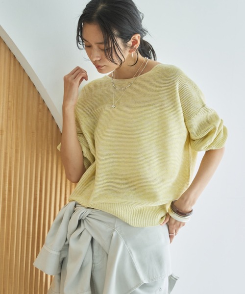 Doux archives（ドゥアルシーヴ）の「ペーパーヤーンＭＩＸニットプルオーバー（ニット/セーター・レディース・グレー/キャメル/イエロー・FREE）」の16枚目の写真