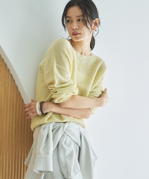 Doux archives（ドゥアルシーヴ）の「ペーパーヤーンＭＩＸニットプルオーバー（ニット/セーター・レディース・グレー/キャメル/イエロー・FREE）」の17枚目の写真