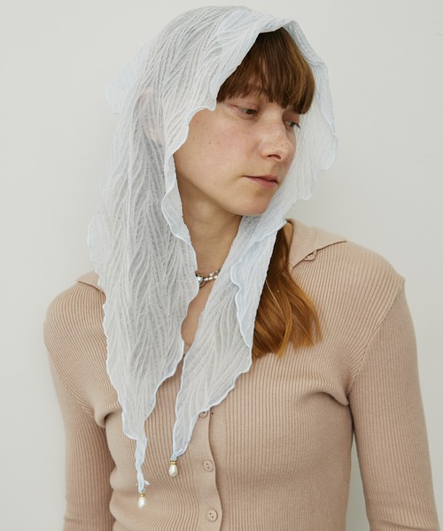 uyu.(ウユ)の「フェイクパール付き メローストール(ストール/ショール・レディース・ライトブルー/アイボリー/ブラック/ピンク/ベージュ・FREE)」の22枚目の写真