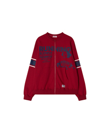Round Neck Running Zipup Cardigan_Red